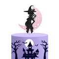 Pink & Black Witch Cake Topper Baby Shower Celebration Decoration