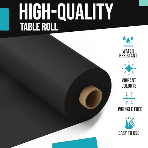Black Plastic Rectangular Tablecloth Roll 300 Feet - Disposable Banquet Cover