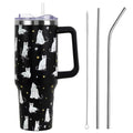Halloween 2025 40oz Ghost Cat Tumbler with Lid & Straw - Spooky Leakproof Gift