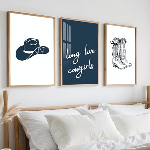 Blue Coastal Cowgirl Canvas Wall Art Posters - Unframed 12x16 Inch