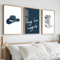 Blue Coastal Cowgirl Canvas Wall Art Posters - Unframed 12x16 Inch