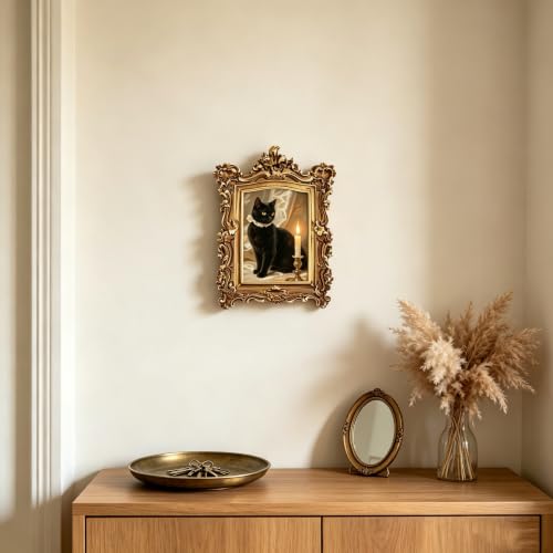 Bronze Gold Vintage 4x6 Picture Frame for Wall & Tabletop Display - Classic Antique Frame with Mat