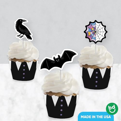 Goth Girl Cupcake Decoration Kit - Halloween or Gothic Party Supplies Set of 24