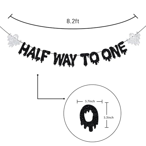 Half Way to One Banner Baby Birthday Decor - Halloween & Party Celebration