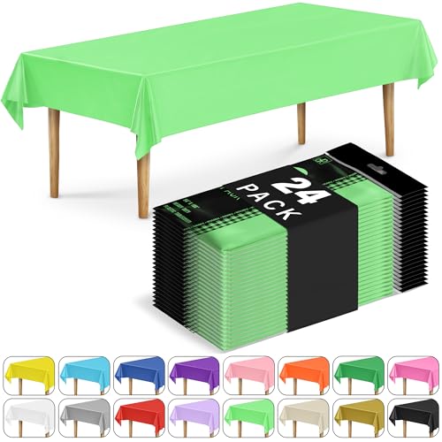 Light Green Plastic Tablecloths 24 Pack - Rectangular 54x108 Inches - Party & Event Decor