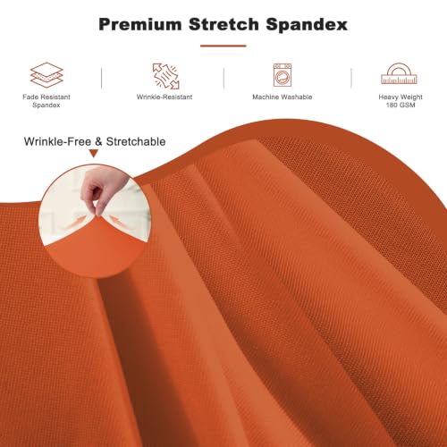 GALLETY 2 Pack Harvest Pumpkin Round Spandex Tablecloth 60 Inch for 5ft Tables