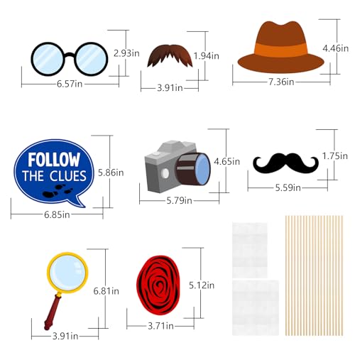 Detective Photo Booth Props Set for Parties and Events - 20 Pieces