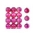 Mini Christmas Ornaments Set - Shatterproof Hanging Balls for Xmas Tree - Rose Red, 30mm, 24 Pack