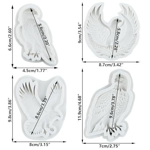 Eagle Silicone Mold Bird Eagle Cake Decorating Fondant Mold Set of 4 - Style A