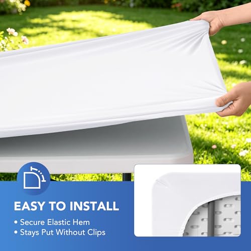 Square Fitted Elastic Table Cover 4 Pack - White 36x36 Inches - Stretch Spandex Tablecloth