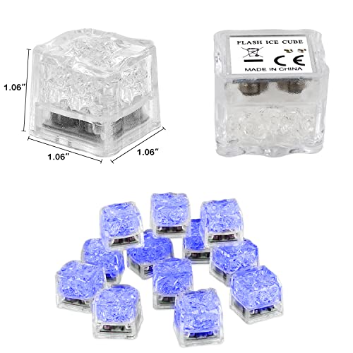 Blue LED Ice Cubes for Drinks - 96PCS Liquid Activated Waterproof Party Decor