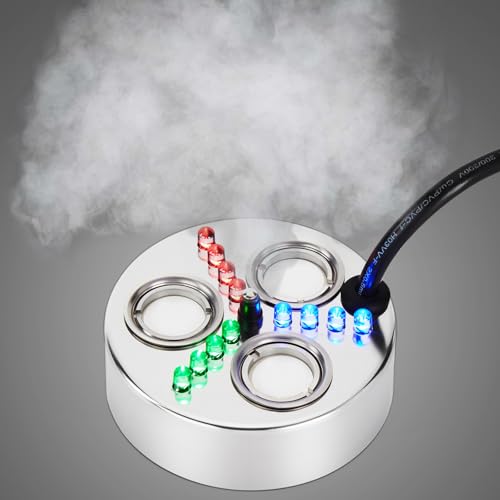 Floating Pond Fogger with LED Lights - 3-Head Ultrasonic Mist Maker 1500ml/h for Water Features & Halloween Decor