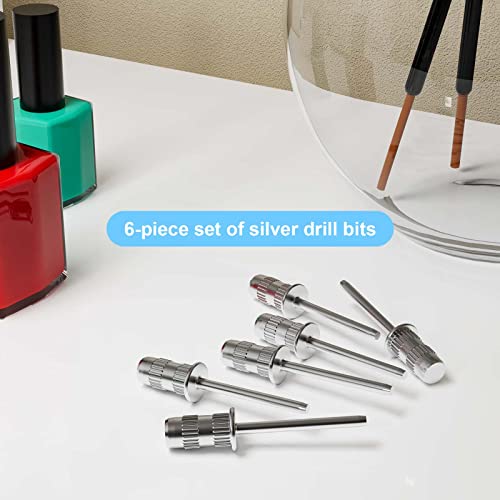 Silver Nail Drill Bits Set - 6 Pcs Sanding Bands for Nail Art & Manicure