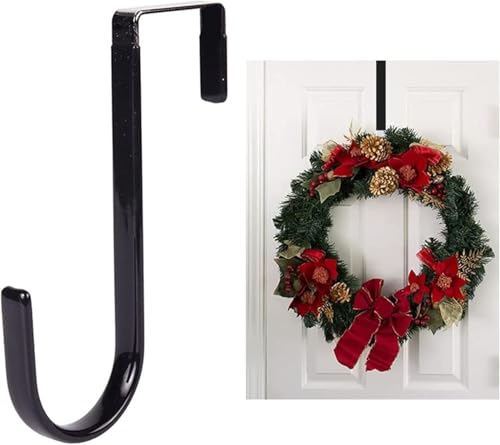 Black Wreath Hanger Carbon Steel 5 Inch Door Hook for Seasonal Decorations