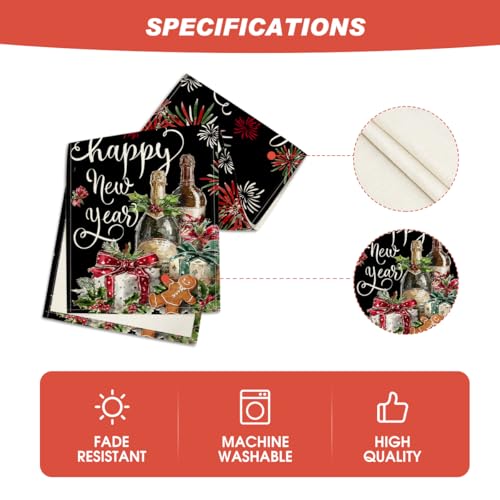 Happy New Year Champagne Table Runner 13x72 Inch - Festive Kitchen Dining Decor