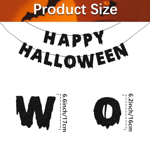 Halloween Banner with Glitter Dripping Letters - Spooky Party Decor