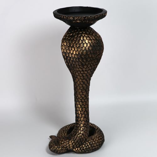 Resin King Cobra Snake Candle Holder Sculpture for Home & Garden Decor