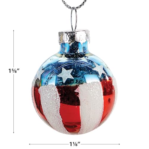 Patriotic Americana Glass Ornaments - Handcrafted Red White & Blue Holiday Decor, 12-Piece Set