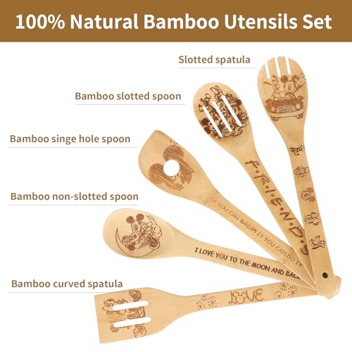 Gray Wooden Cooking Spoon Set with Apron & Oven Mitt - Kitchen Utensils & Gifts