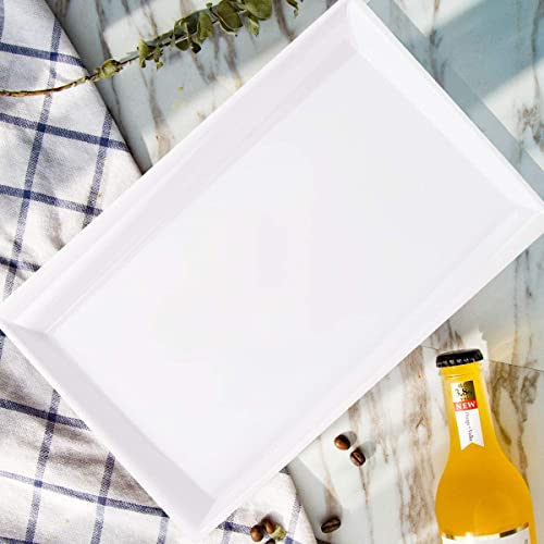 12 Pack White Plastic Serving Trays - Elegant Wedding & Event Platters