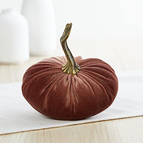 Your Heart's Content Velvet Pumpkin Set of 3 Small Autumn Decor - Bronze Rust Variation