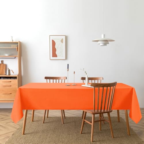 Rectangular Halloween Tablecloth Waterproof Stain-Resistant 54 x 80 Inch Pumpkin Orange