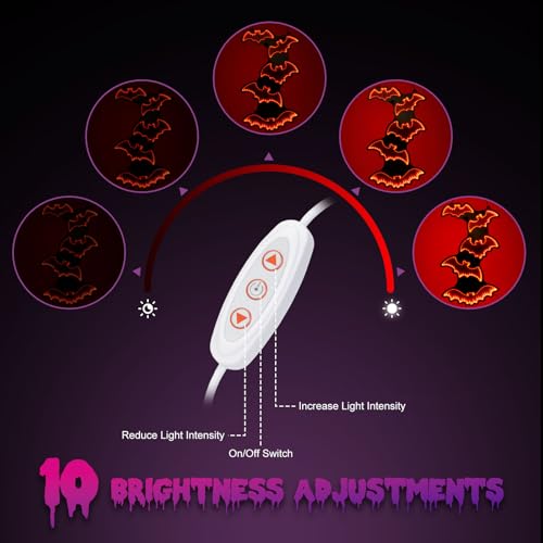 LED Bat Wall Decor Light - 3D Mirror Finish Halloween Sign with 10 Modes