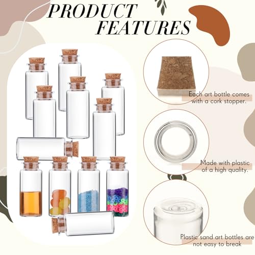 50 Packs 15ml Mini Plastic Bottles with Corks, Eye Screws & Funnels - DIY Craft Supplies