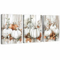 Set of 3 Fall Pumpkin Wall Art Rustic Canvas Prints Farmhouse Thanksgiving 12x16 - Pumpkin