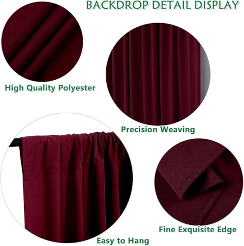 6Pcs Burgundy Polyester Backdrop Curtains 30ft x 8ft for Weddings & Parties - Variation of THIS listing