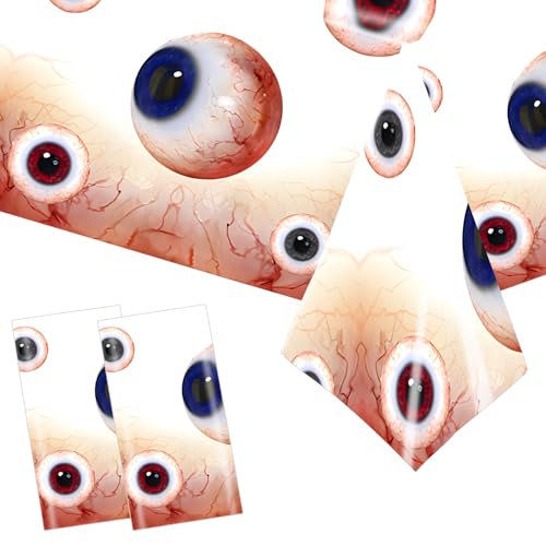 Halloween Bloodshot Eyeball Tablecloths - Disposable Party Cover, 2 Pack, 43x71in