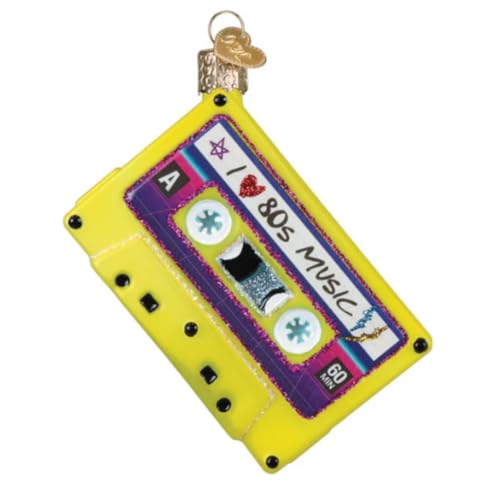 80s Nostalgic Glass Christmas Ornament - Handcrafted Cassette Retro Holiday Decoration