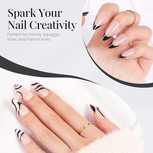 Beetles Gel Polish Nail Art Liner Pen - Black 7ml for Fine Lines & Creative Designs - Variation of B - Black