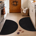 Nanstone Black Half Circle Kitchen Rugs Set of 2 - 17x30 Inches, Non-Slip, Durable