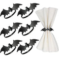 Halloween Bat Napkin Rings - Black Metal Table Decor (6 Pack)