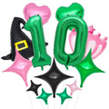 Pink & Green Witch Balloon Set for Birthday Party Decorations - Variation of Pink Green