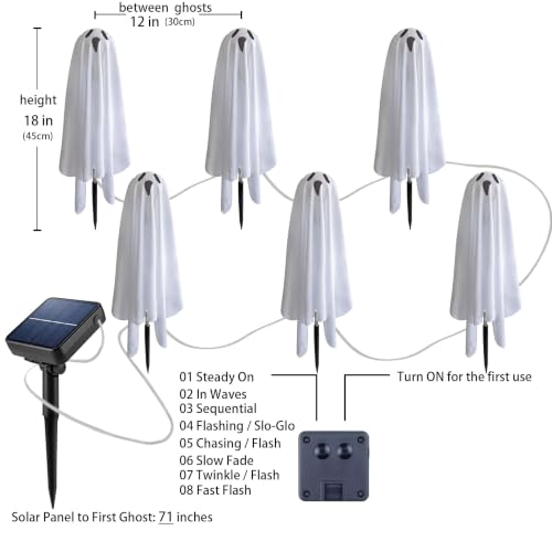 Solar Ghost Lights Outdoor Halloween Decoration Set of 6 Spooky Pathway Stake Lights
