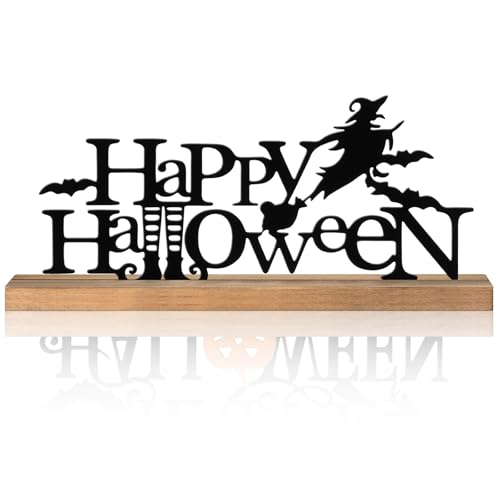 Happy Halloween Metal Sign - Rustic Indoor Halloween Table Decor