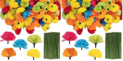 Artificial Marigold Flower Heads Set - 50 Pieces, 5 Colors, 5.9" Length, 2.36" Width - DIY Garland & Festival Decor