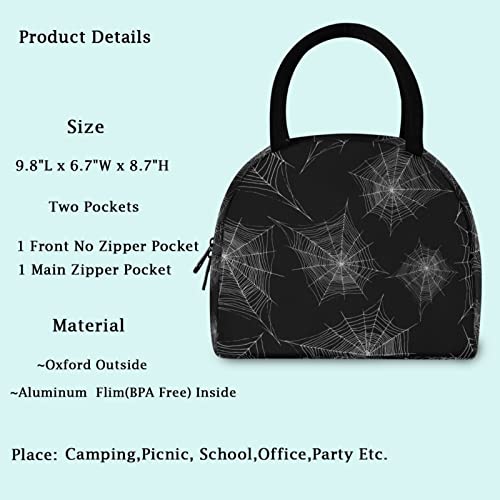 Spider Web Halloween Insulated Cooler Lunch Tote Bag - Black, Web Design