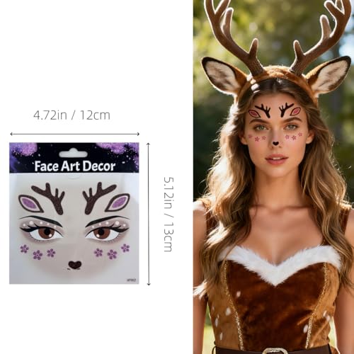 Animal Face Temporary Tattoo Stickers - Leopard, Tiger, Cat, Deer, Multicolour