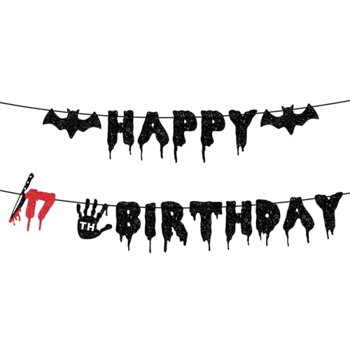 Halloween Killer 17th Birthday Banner - Bloody Zombie Horror Decor