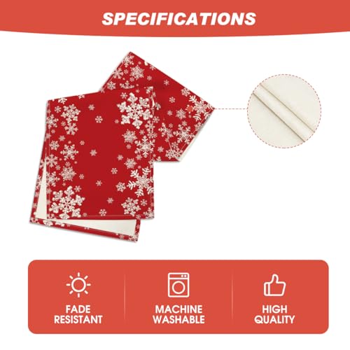 Snowflake Winter Table Runner 13x72 Inch Home Decor - Red Variation