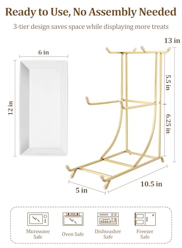 Gold 12-Inch 3-Tier Serving Tray Set for Parties and Events