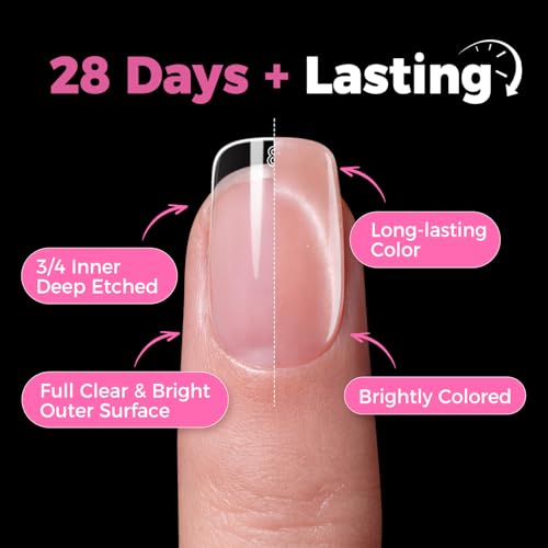 UNA GELLA Short Squoval Gel Nail Tips 504pcs - Durable, Flexible, Clear
