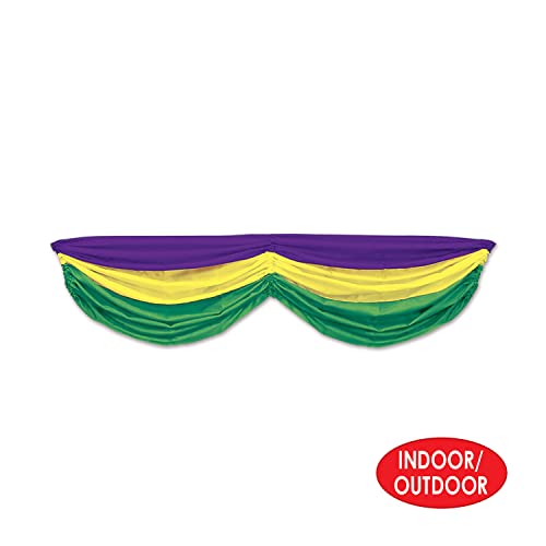 Mardi Gras Fabric Bunting 2-Pack - Purple, Yellow, Green Outdoor Indoor Decorations