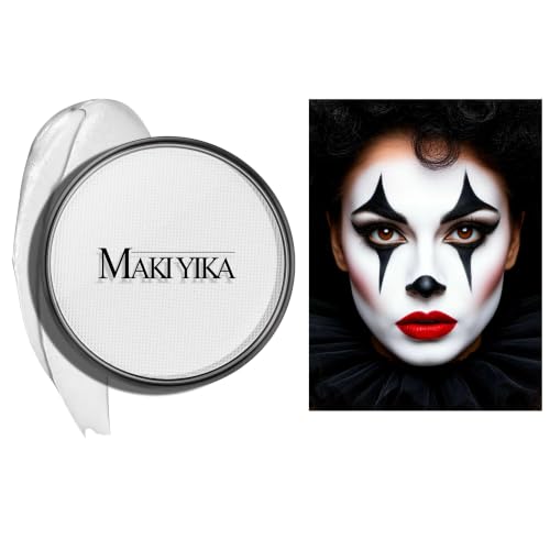 White Face Body Paint for Halloween Makeup - Goth Black & White - Variation 01 White