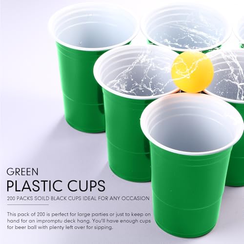 Mimorou Green Disposable Plastic Cups 16 oz Pack of 200 for Weddings & Parties