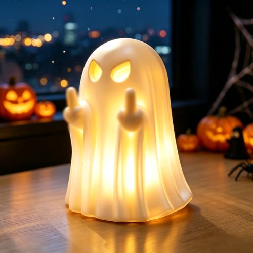 Halloween Ghost Figurine Decorations - Small Resin Holiday Ornament, Indoor Table Centerpiece