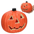 Halloween Pumpkin Lantern LED Decor 14x19cm Orange Plastic Light - Ciieeo